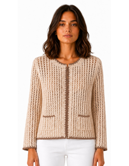 CHAQUETA CALADOS CINTA VIVOS JACQUARD