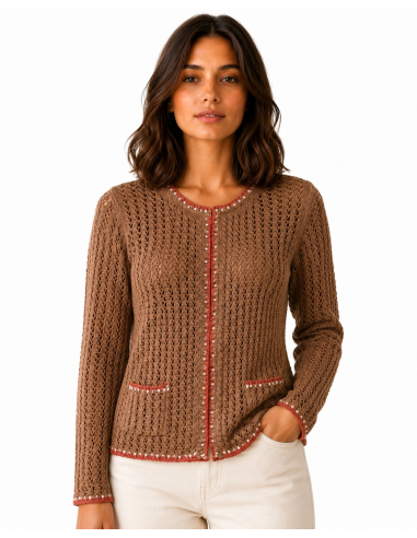 CHAQUETA CALADOS CINTA VIVOS JACQUARD